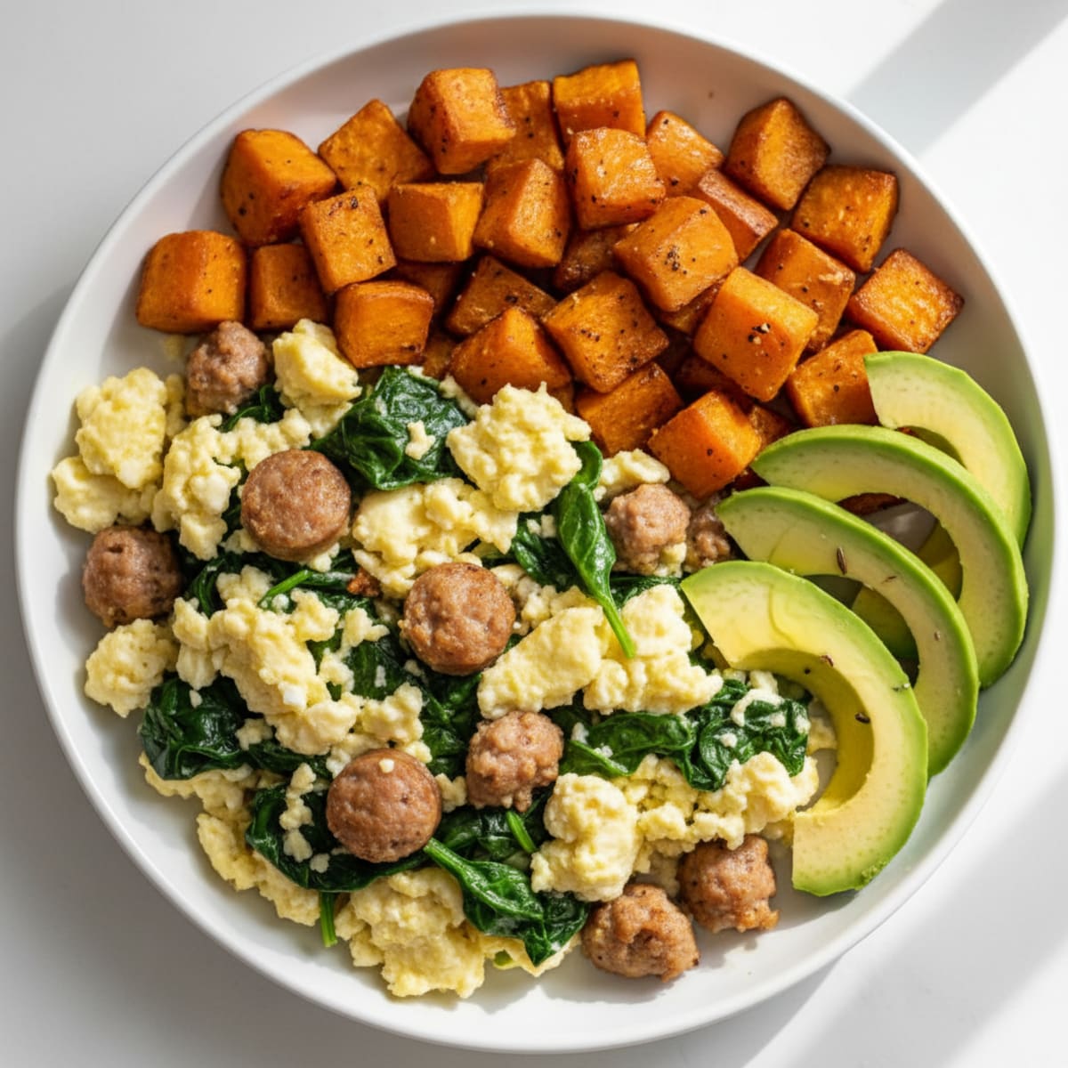 Egg White and Turkey Sausage Scramble with Spinach