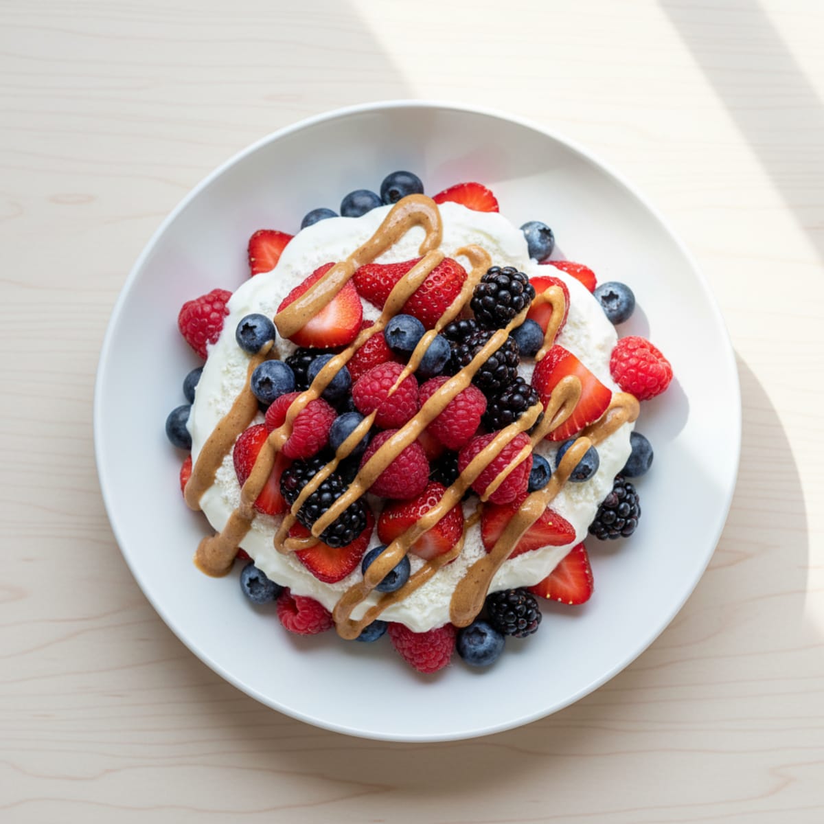 Greek Yogurt Protein Parfait with Mixed Berries and Almond Butter