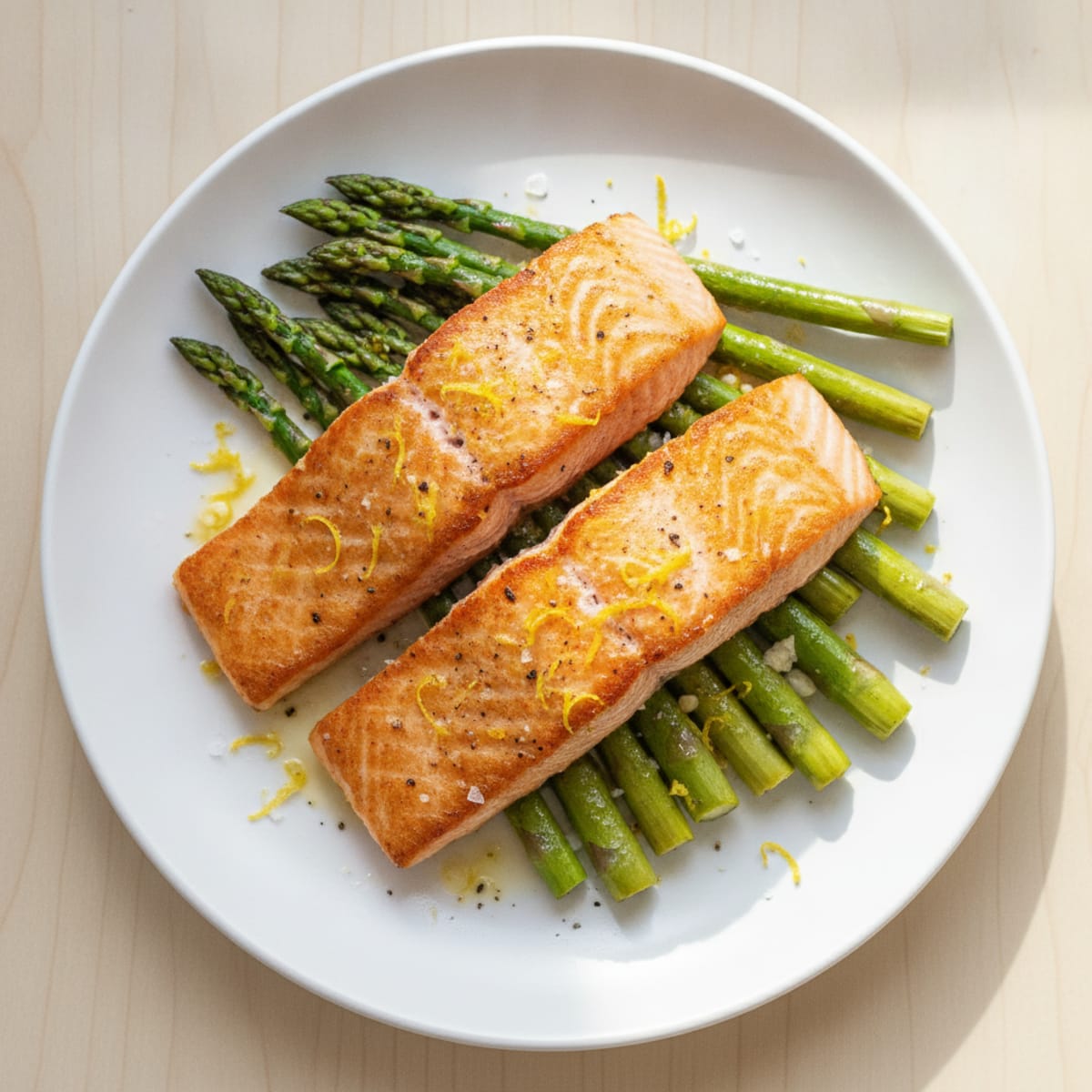 Pan-Seared Salmon with Roasted Asparagus