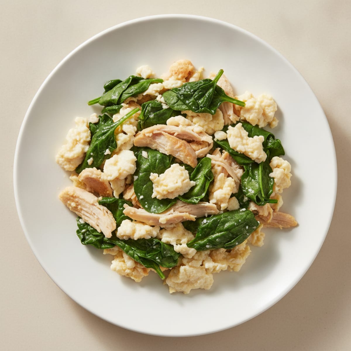 Scrambled Egg Whites with Spinach and Turkey Breast