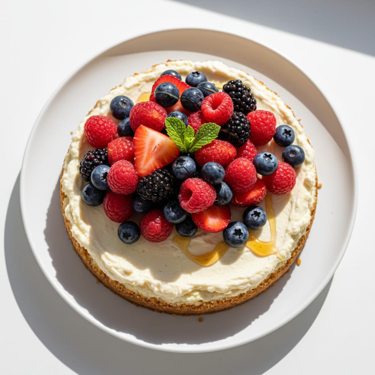 Creamy Greek Yogurt Protein Cheesecake with Mixed Berries