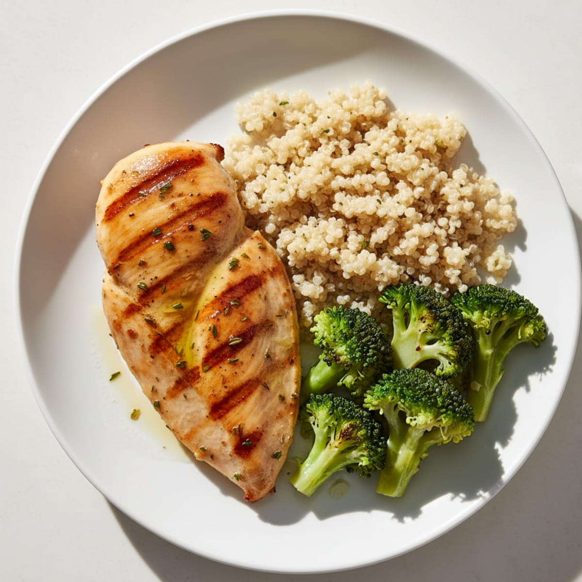 Grilled Chicken Breast with Quinoa and Steamed Broccoli