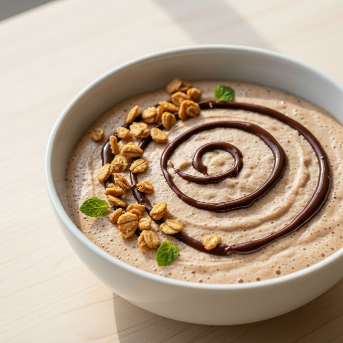 Chocolate Protein Mousse with Homemade Oat Milk
