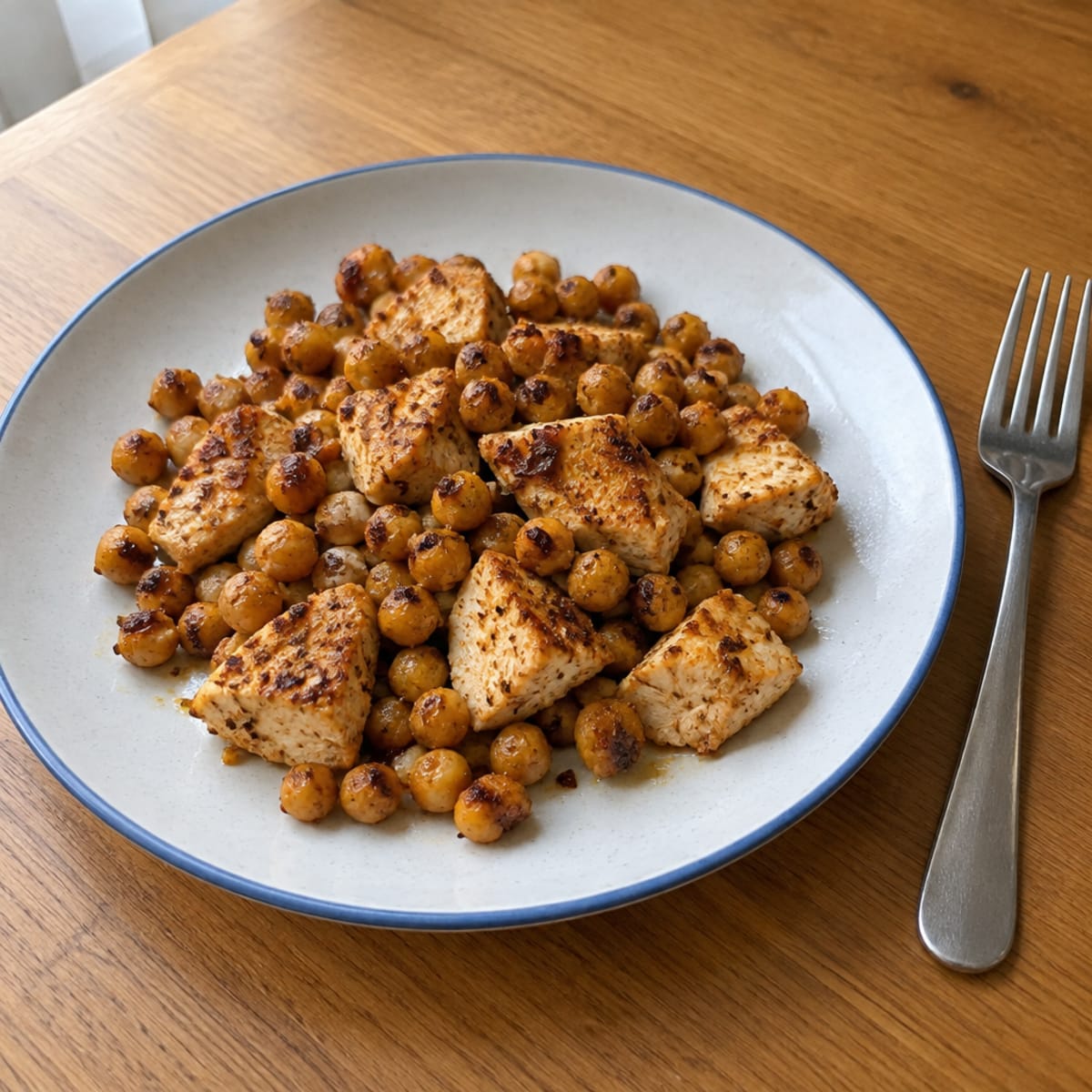 Roasted chickpea and chicken snack