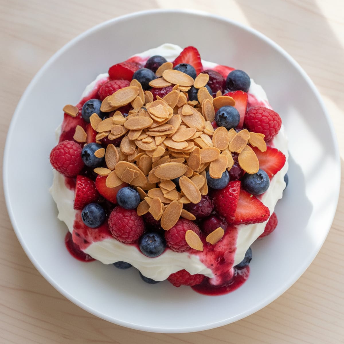 Greek Yogurt Protein Parfait with Mixed Berries and Almonds