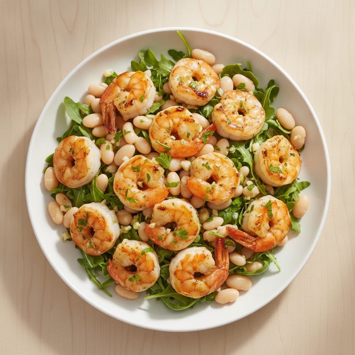 Grilled Lemon Herb Shrimp Salad with White Beans