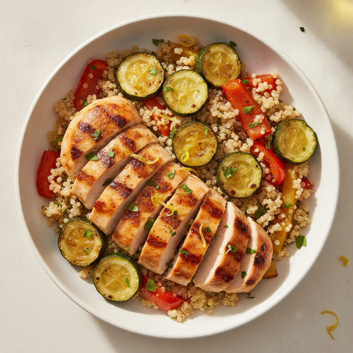 Grilled Chicken and Quinoa Bowl with Roasted Vegetables