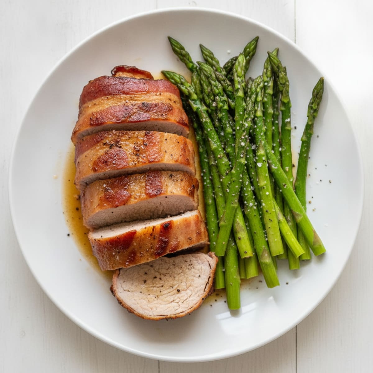 Bacon-Wrapped Pork Tenderloin with Asparagus