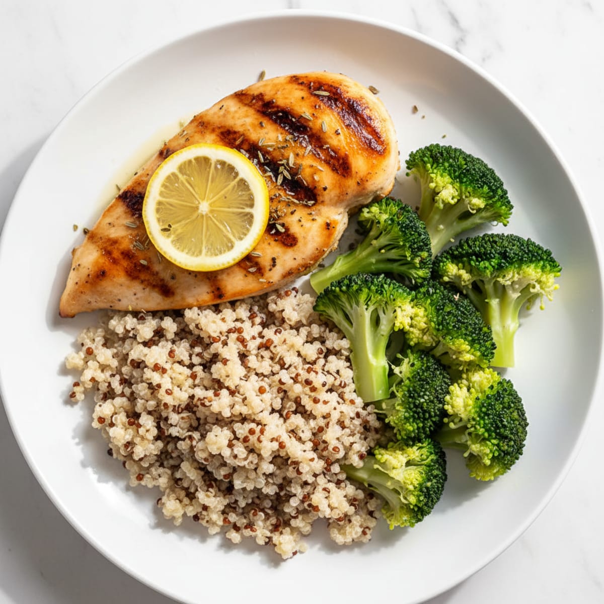 Grilled Chicken Breast with Quinoa and Steamed Broccoli