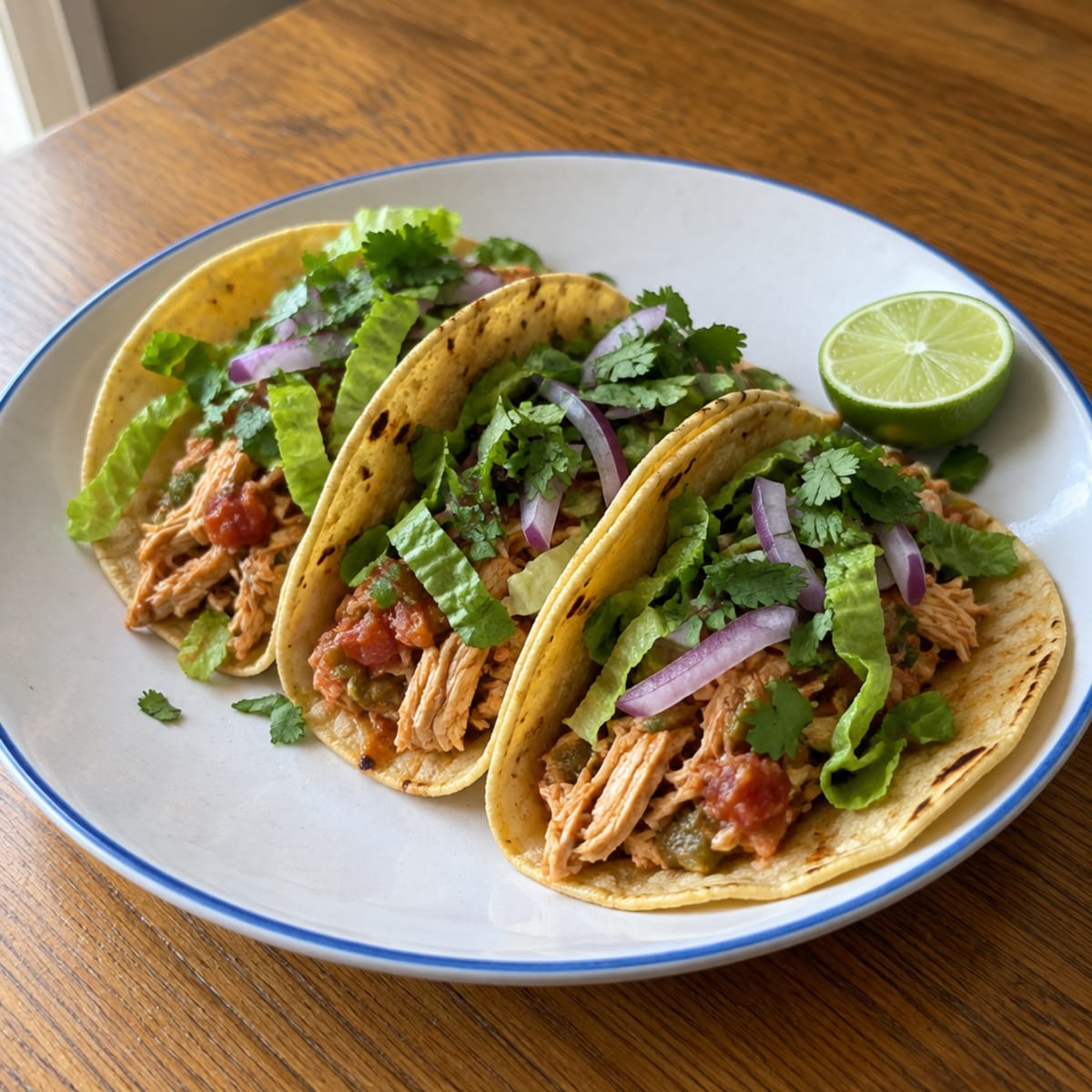Shredded chicken tacos