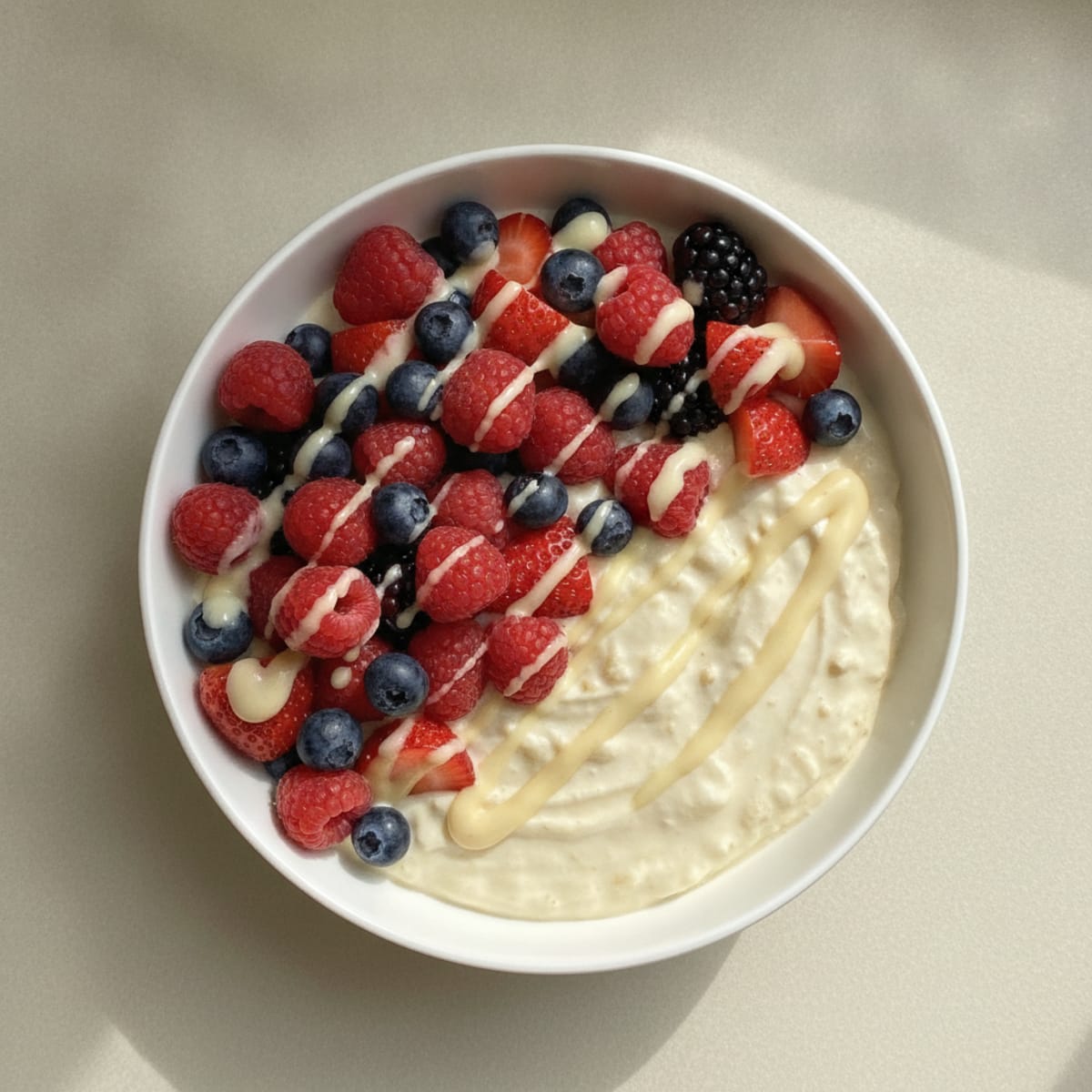 Silky Vanilla Greek Yogurt Protein Bowl with Mixed Berries
