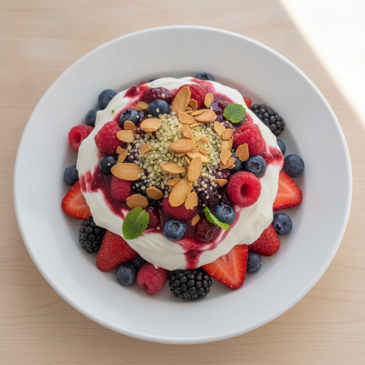 Greek Yogurt Protein Parfait with Mixed Berries