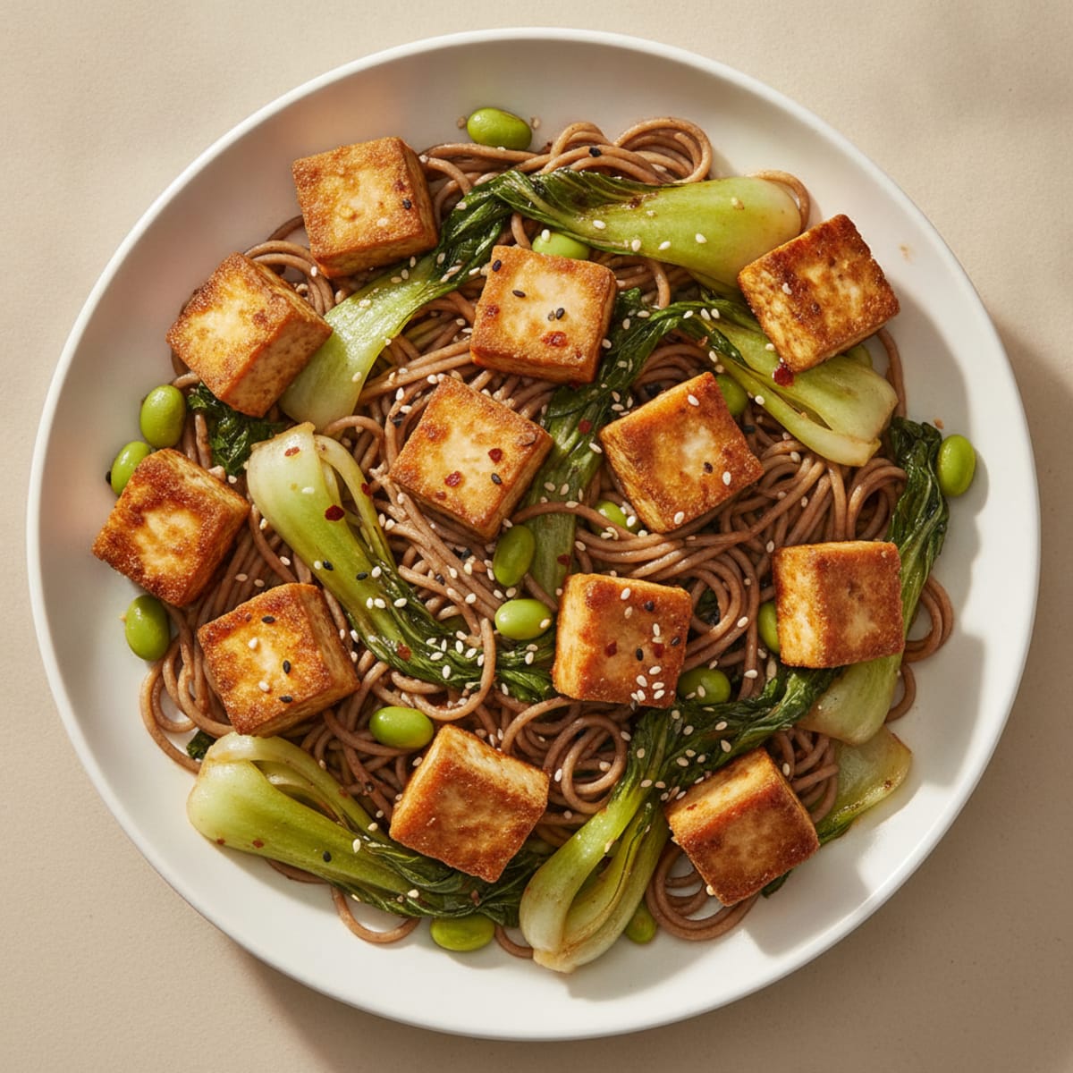 Pan-Seared Tofu with Bok Choy Noodles
