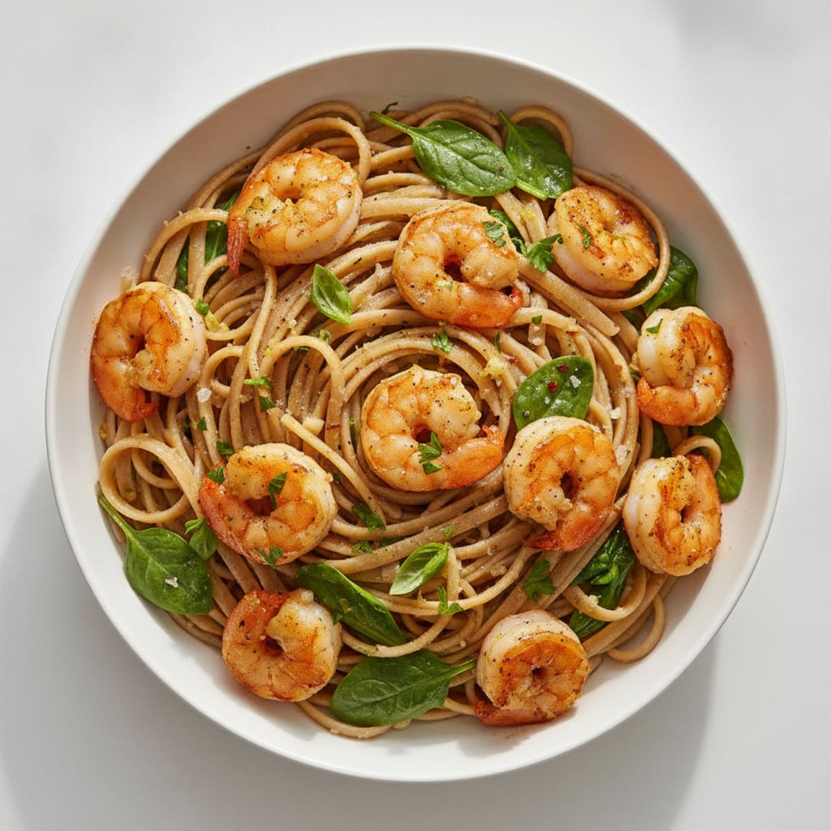 Garlic Herb Shrimp with Linguine
