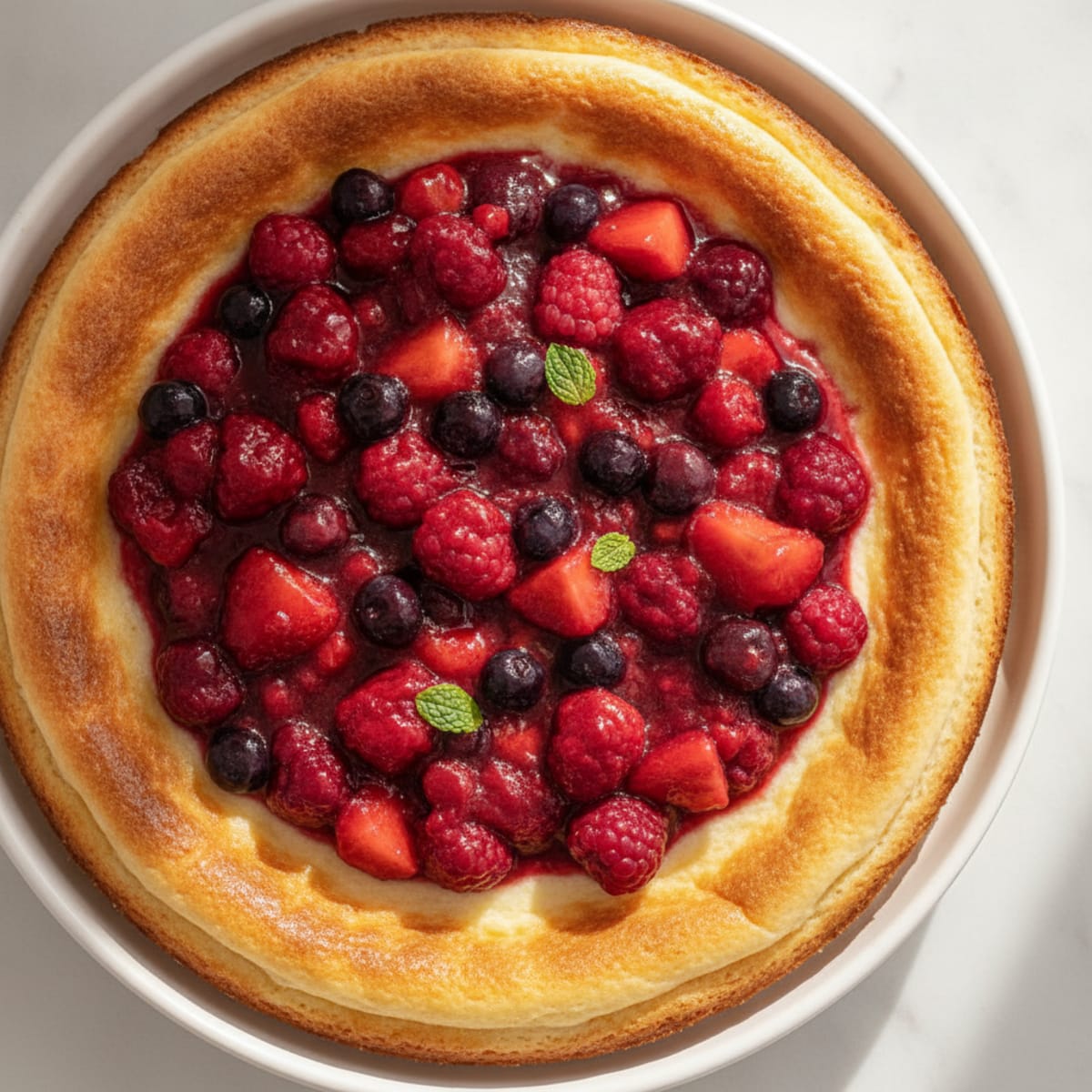 Greek Yogurt Protein Cheesecake with Mixed Berries