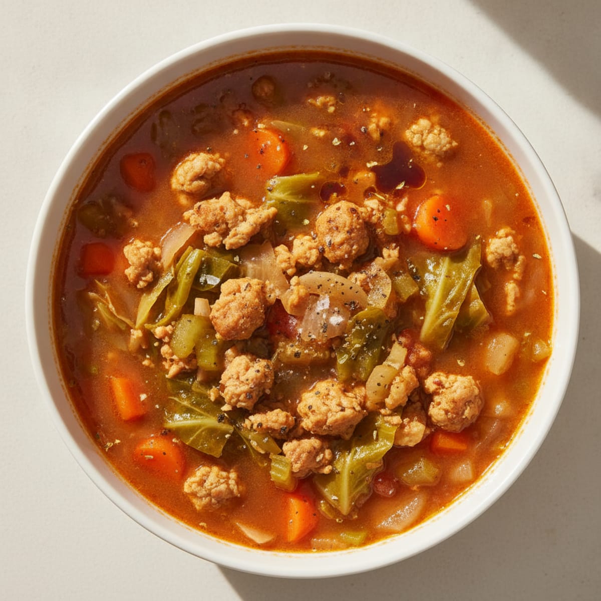 Hearty Cabbage and Ground Turkey Vegetable Soup