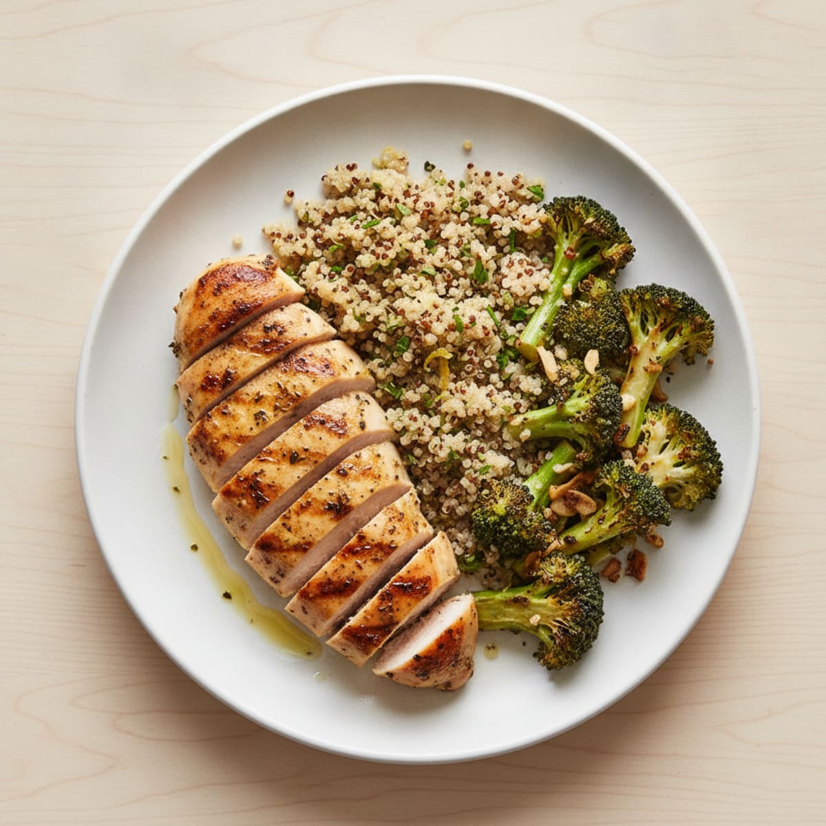 Grilled Chicken Breast with Roasted Broccoli and Quinoa