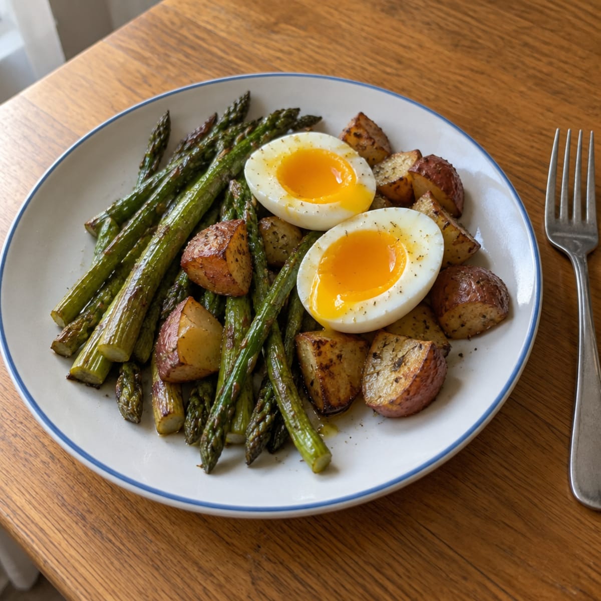 Eggs with roasted asparagus