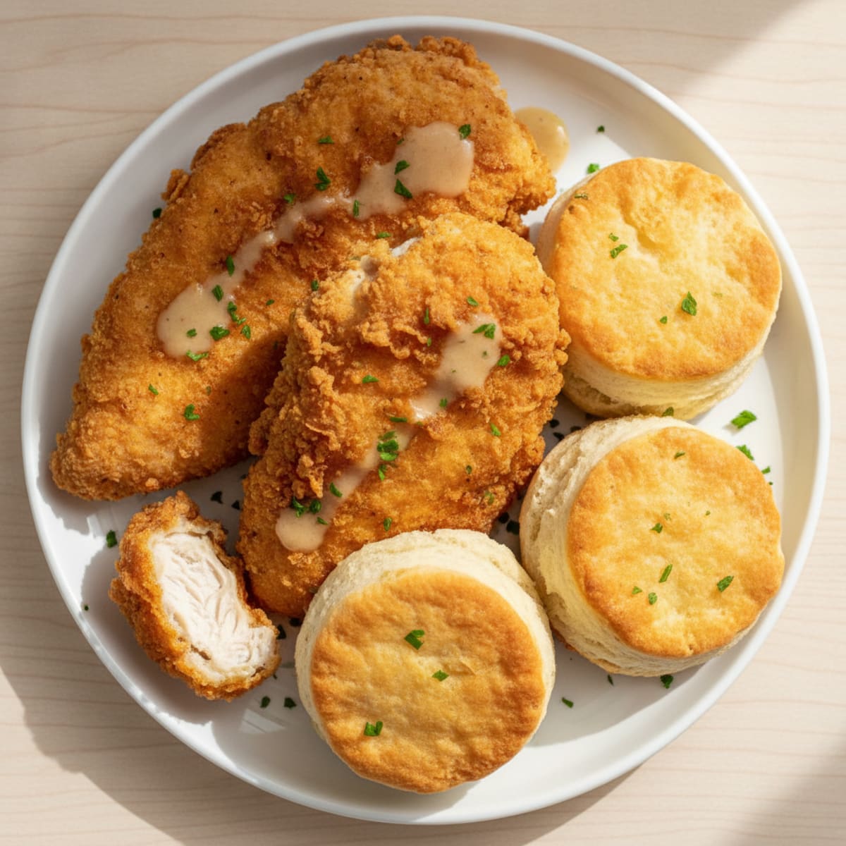 Buttermilk Fried Chicken with Fluffy Biscuits