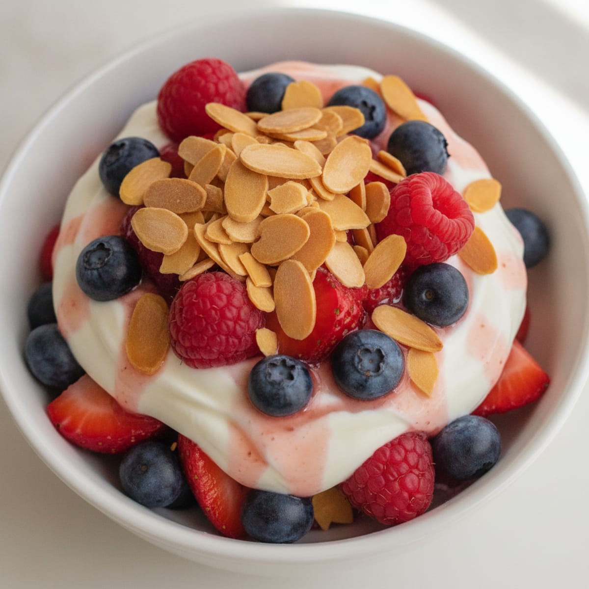 Greek Yogurt Protein Parfait with Mixed Berries and Almonds