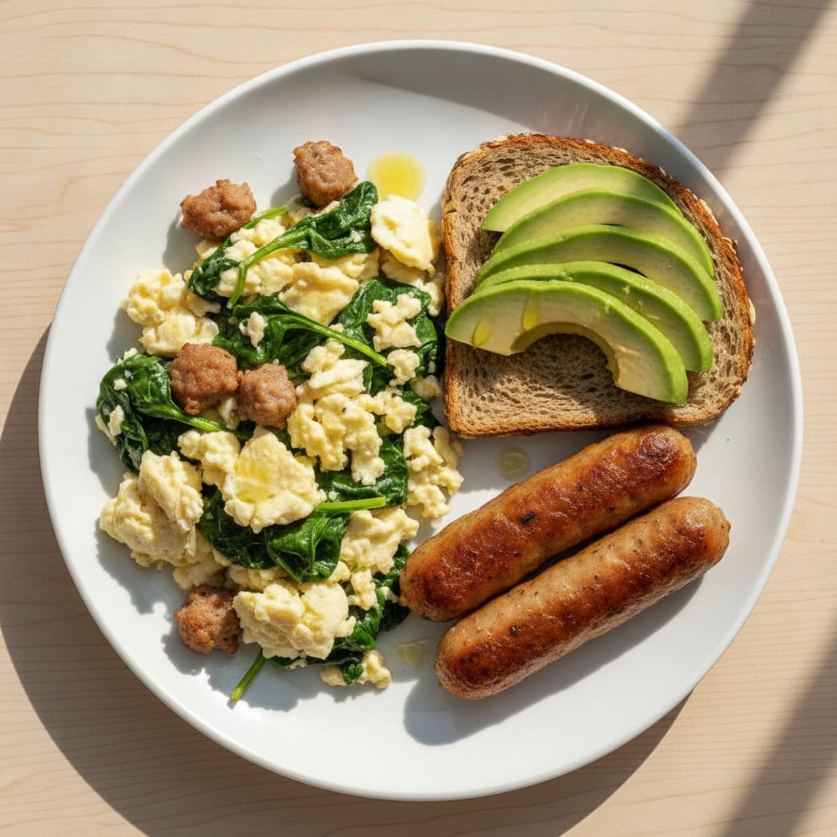 Egg White Scramble with Spinach and Turkey Sausage