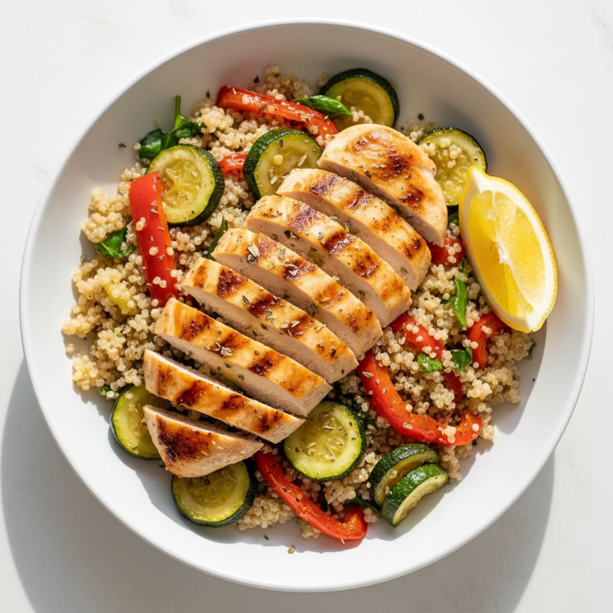 Grilled Chicken and Quinoa Bowl with Roasted Vegetables