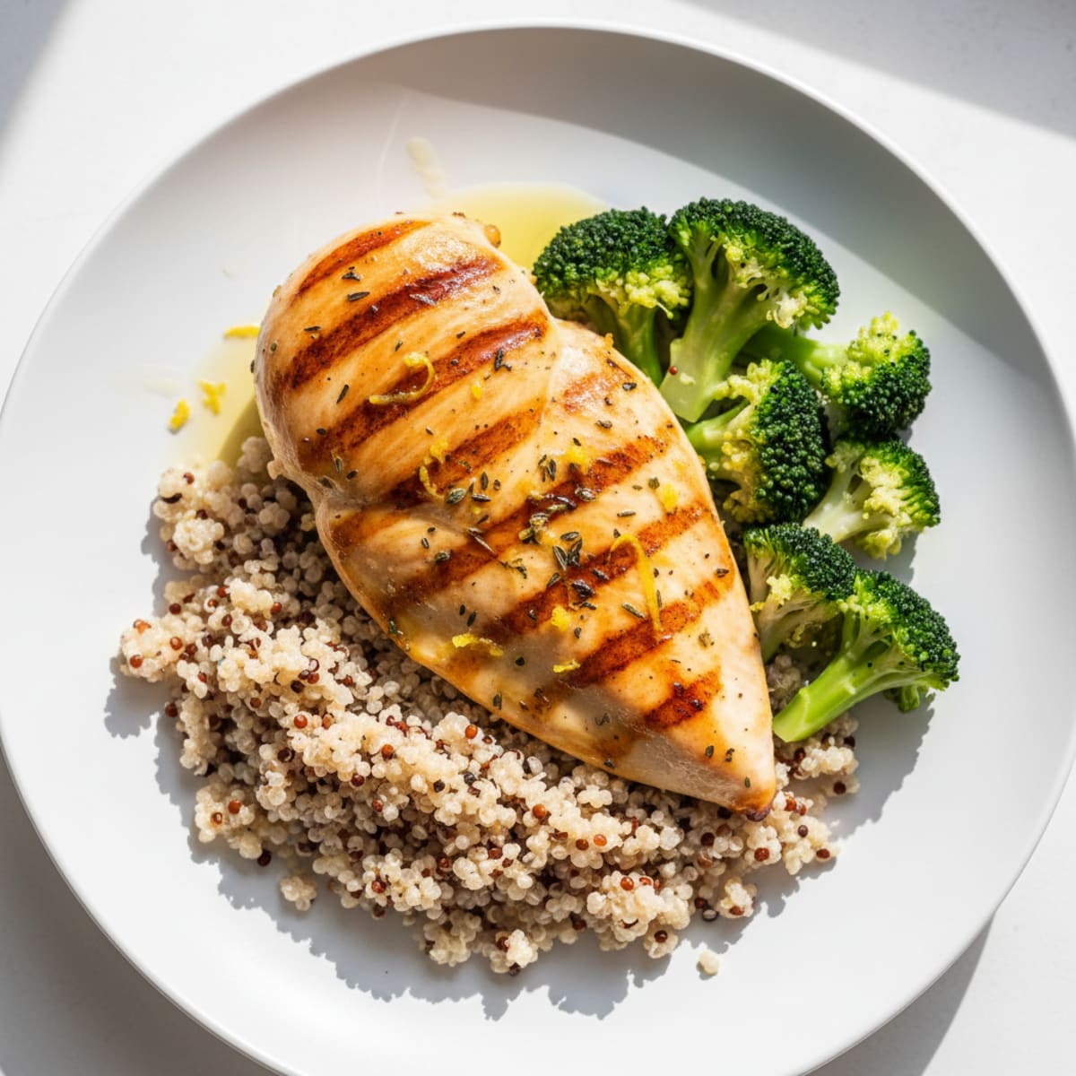 Grilled Chicken Breast with Quinoa and Steamed Broccoli