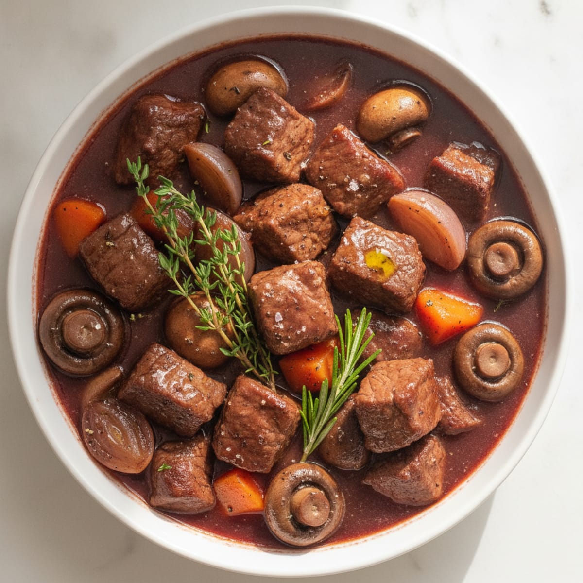 Slow-Cooked Beef Bourguignon with Herbs