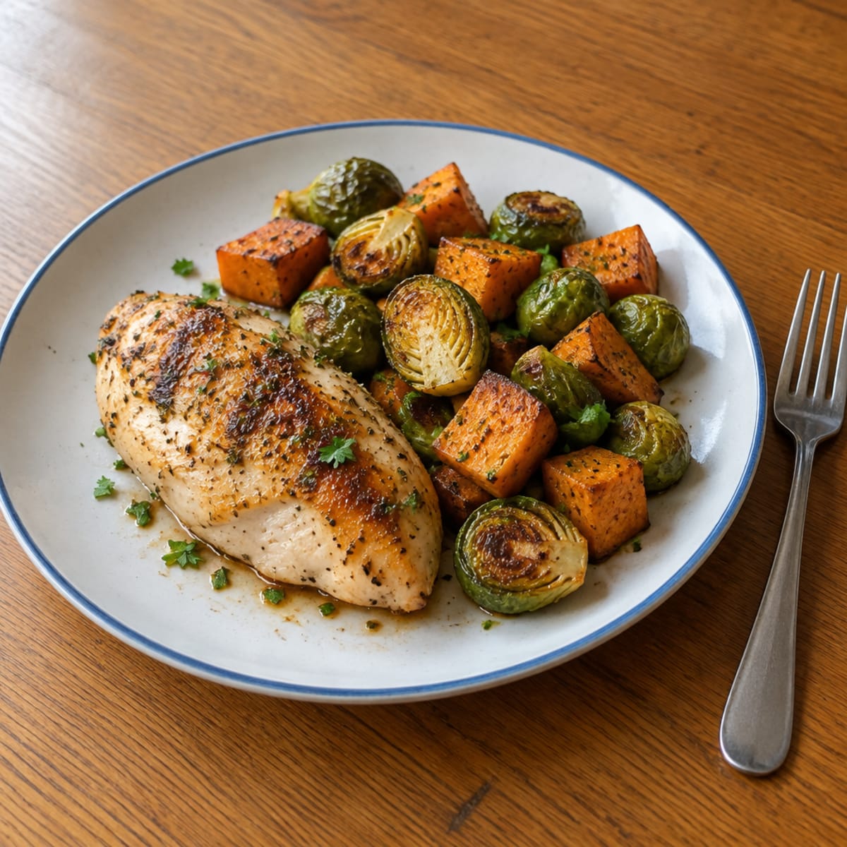 Roasted chicken and autumn vegetables