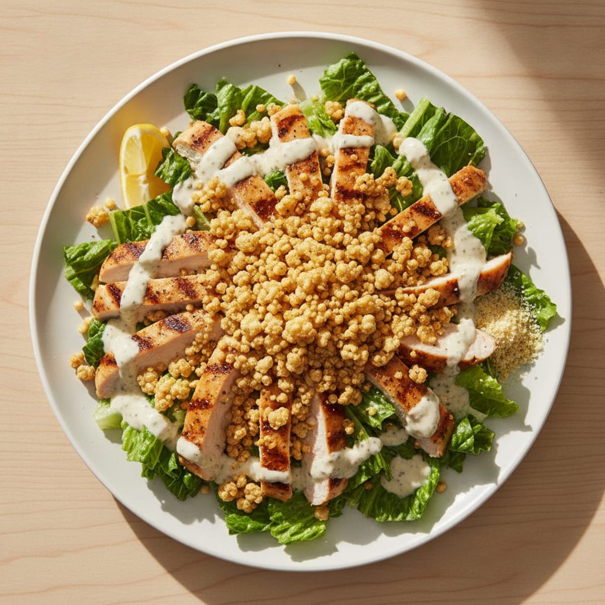 Chicken Caesar Salad with Crispy Quinoa