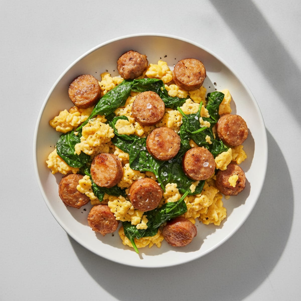 Chicken Sausage and Spinach Scramble