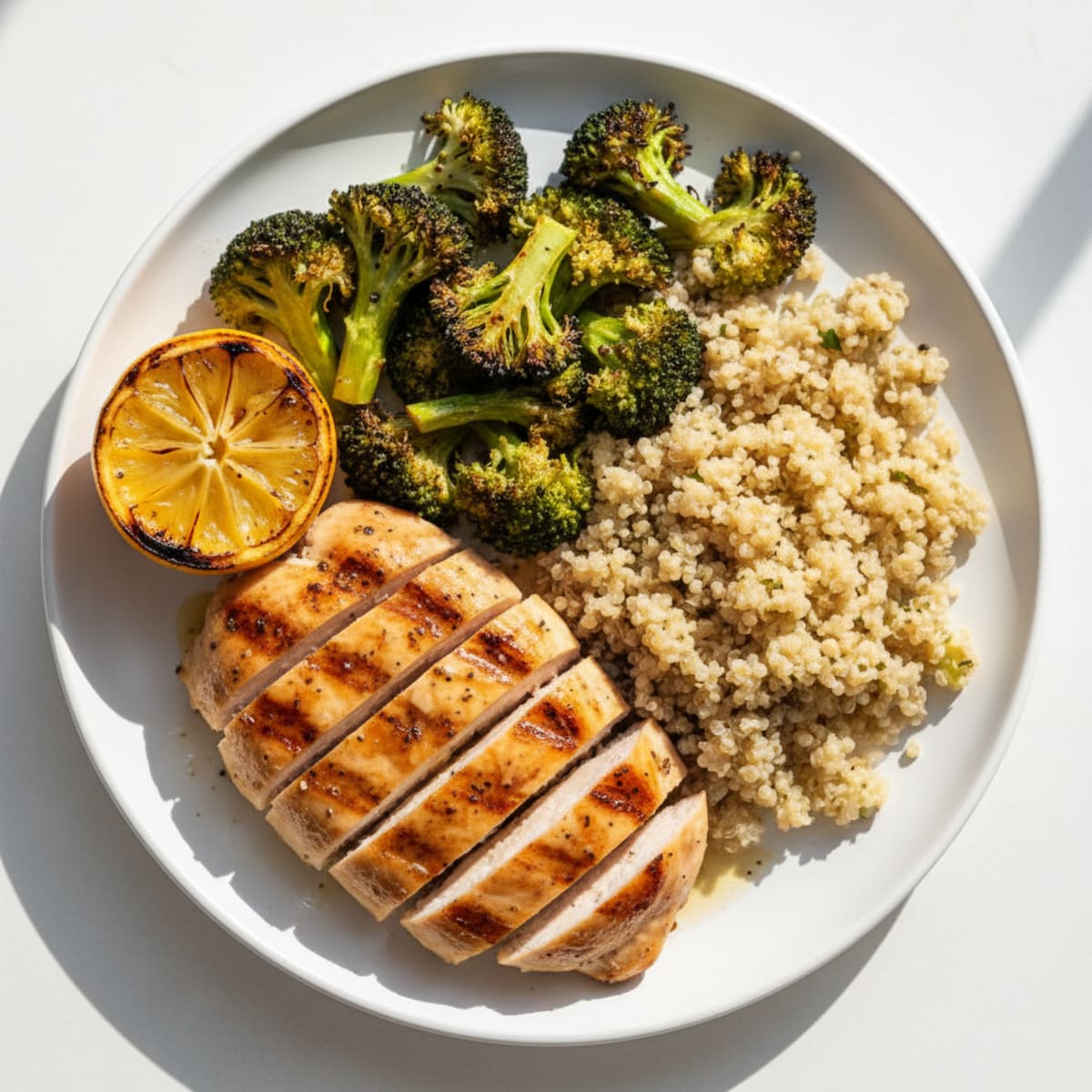 Grilled Chicken Breast with Roasted Broccoli and Quinoa