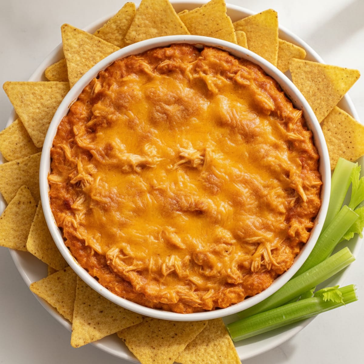 Buffalo Chicken Dip with Tortilla Chips