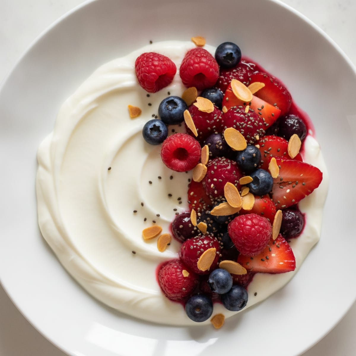 Silky Greek Yogurt Protein Pudding with Mixed Berries