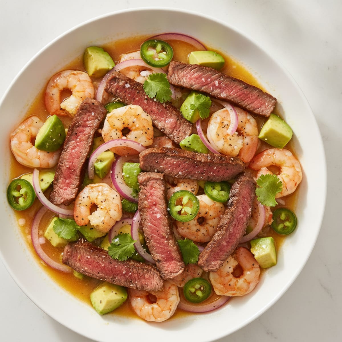 Citrus Marinated Steak and Shrimp Ceviche