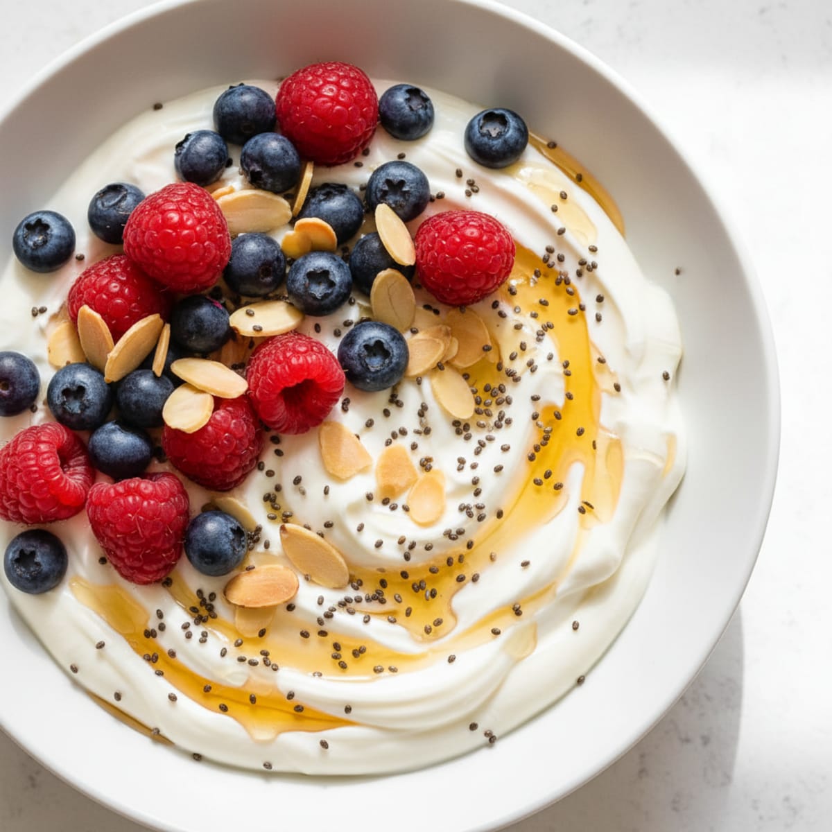 Silky Greek Yogurt Bowl with Chia Seeds and Mixed Berries
