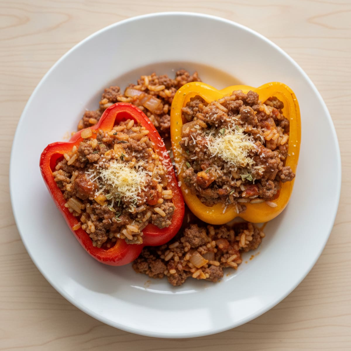 Beef and Rice Stuffed Bell Peppers
