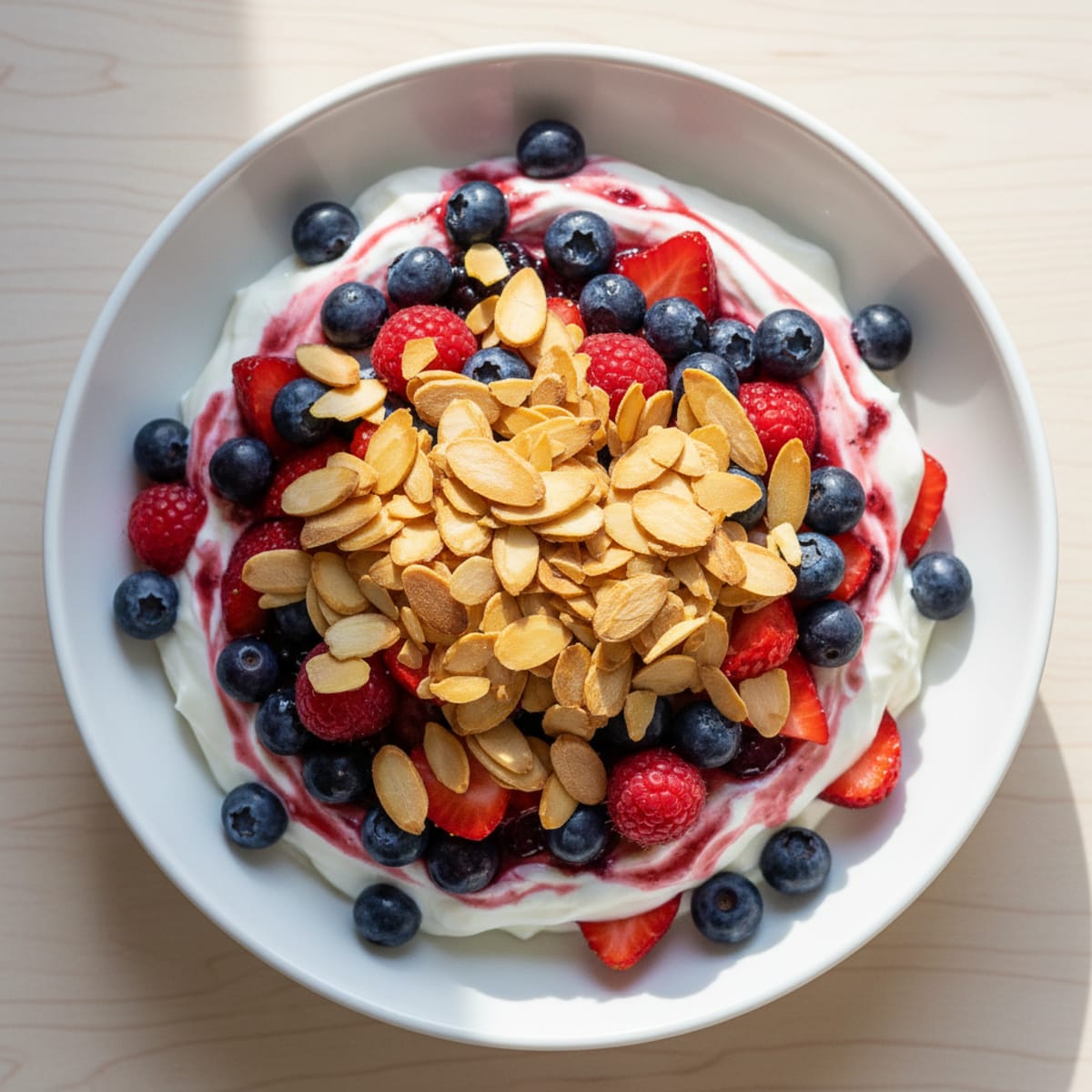Creamy Greek Yogurt Protein Parfait with Mixed Berries and Almonds