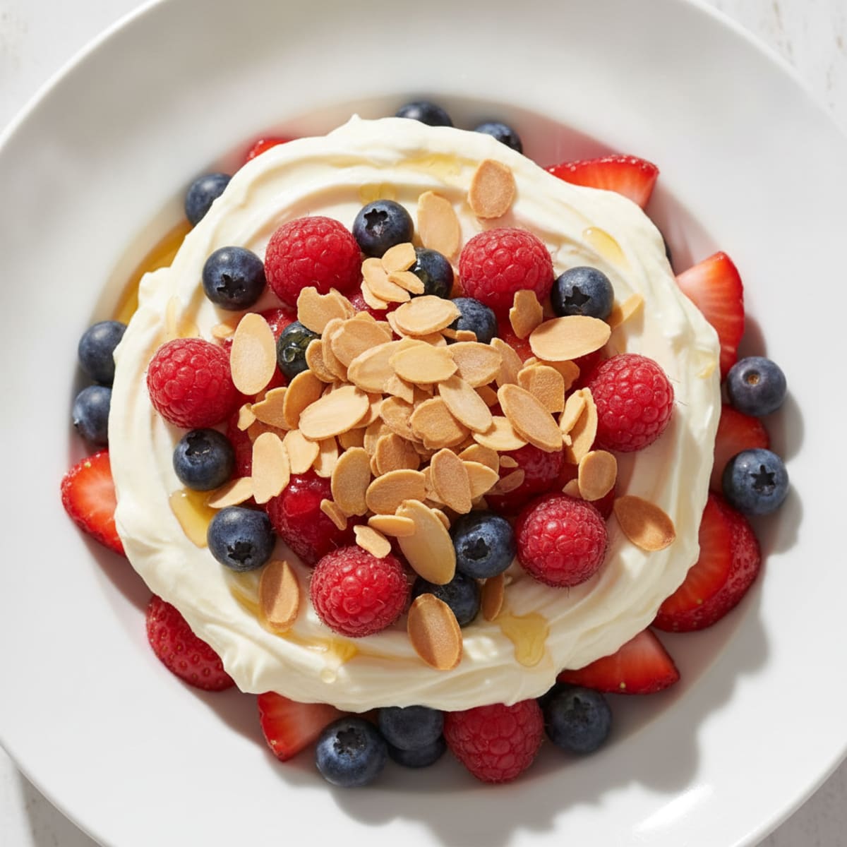 Greek Yogurt Protein Parfait with Mixed Berries and Almonds