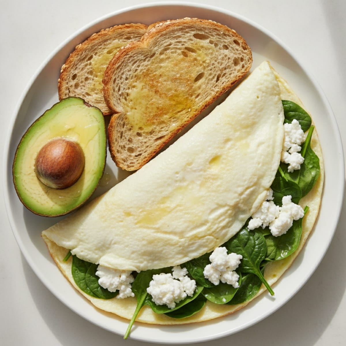 Egg White Spinach Omelette with Cottage Cheese