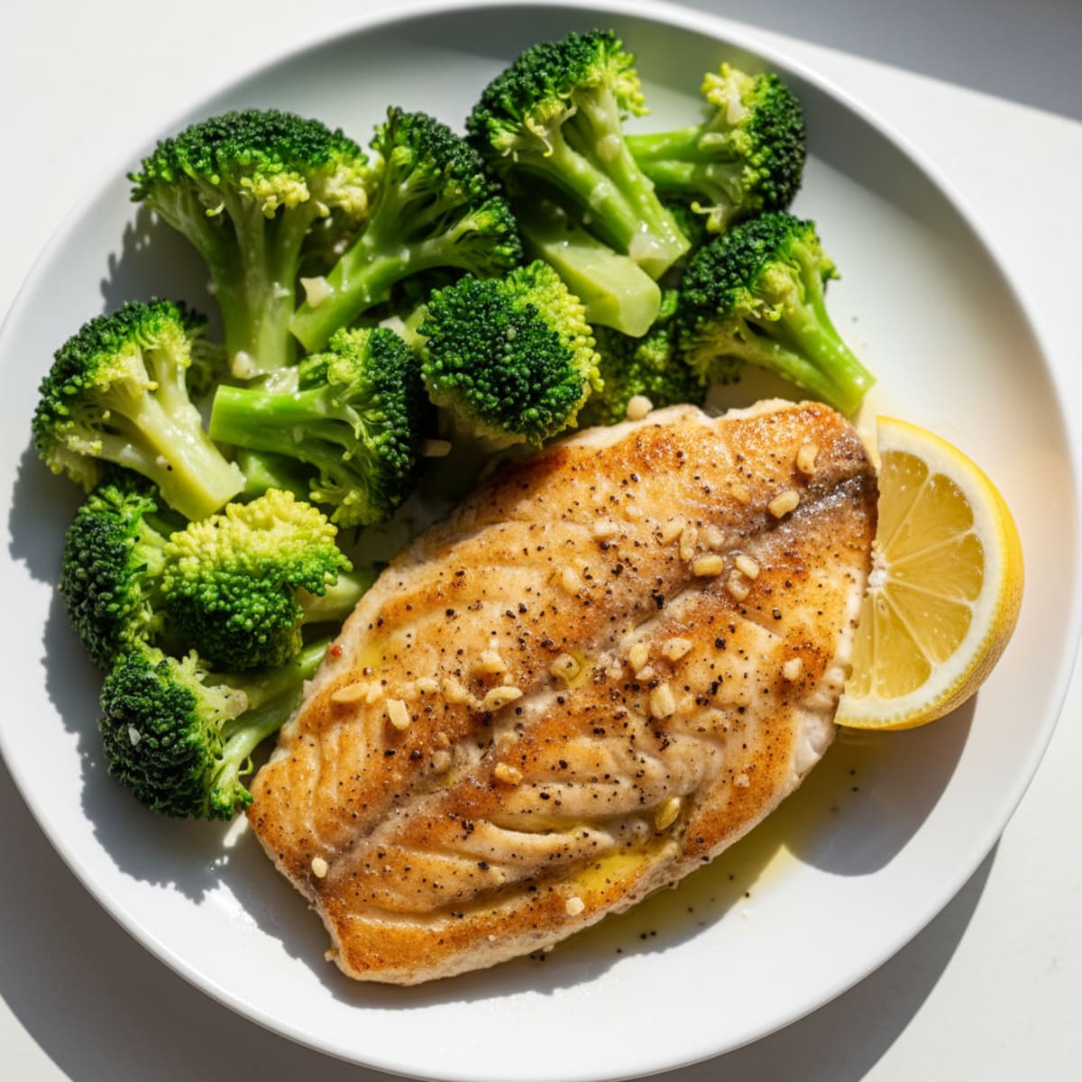 Seared Tilapia with Steamed Broccoli