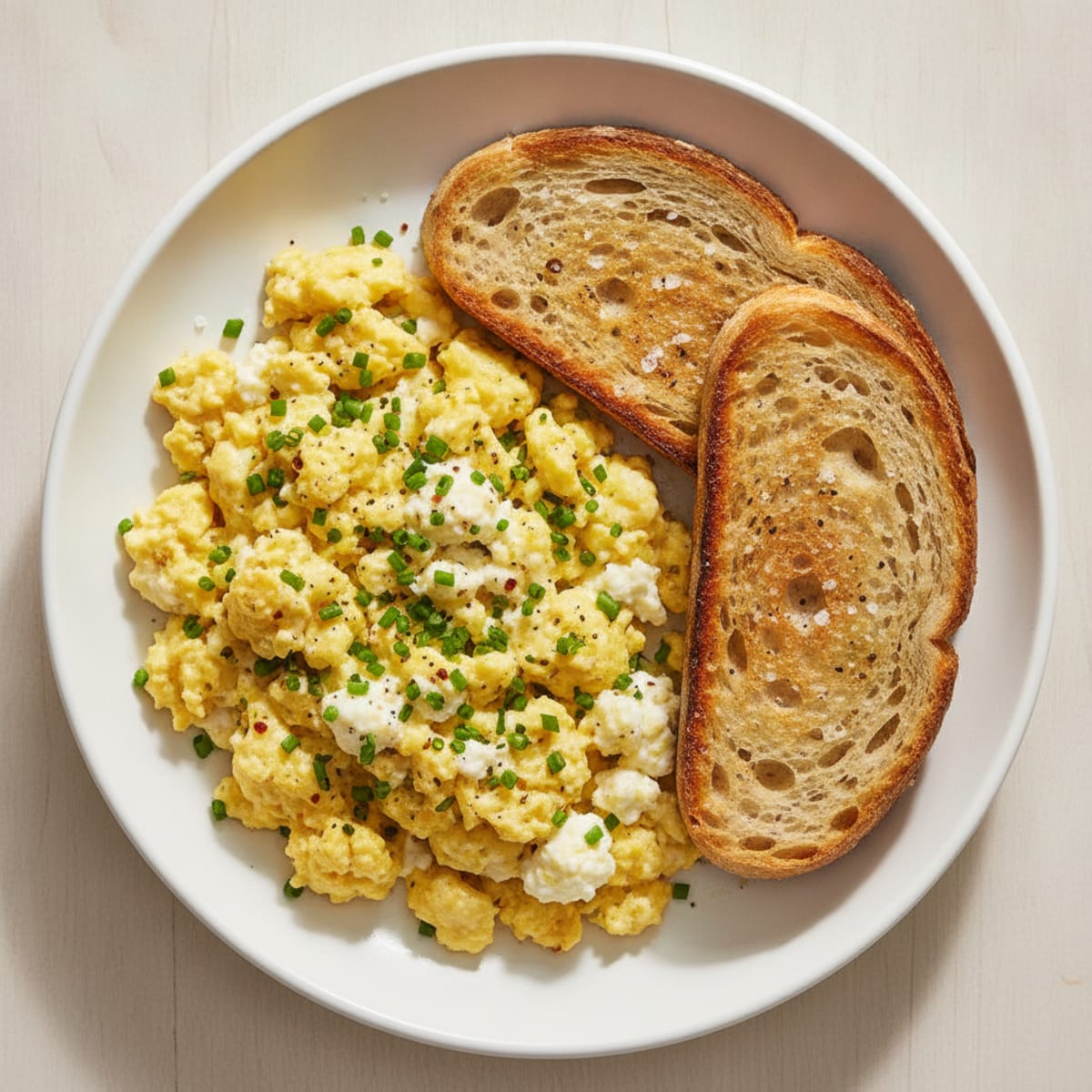 Savory Cottage Cheese Eggs with Sourdough Toast