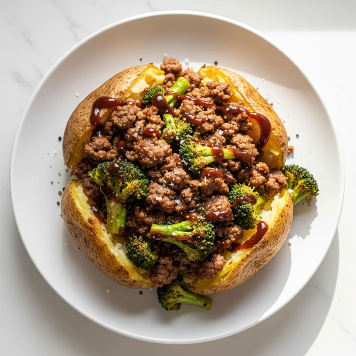Savory Beef and Broccoli Baked Potato