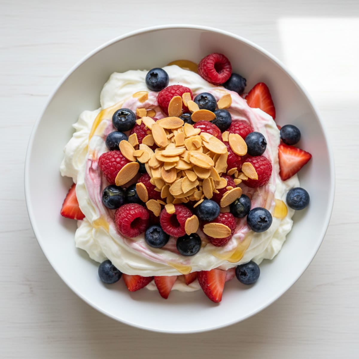 Greek Yogurt Protein Parfait with Mixed Berries and Almonds