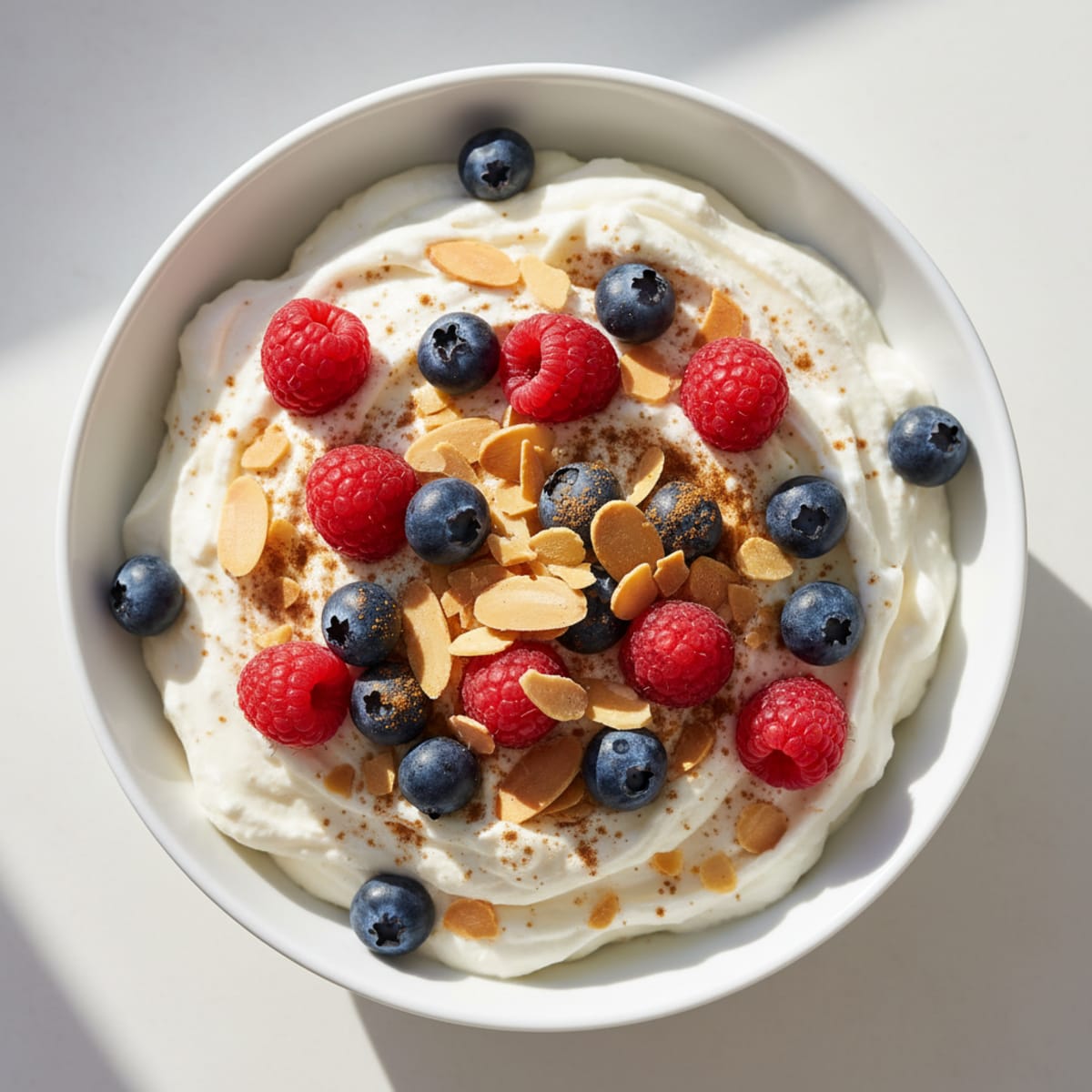 Greek Yogurt Protein Bowl with Mixed Berries and Almonds