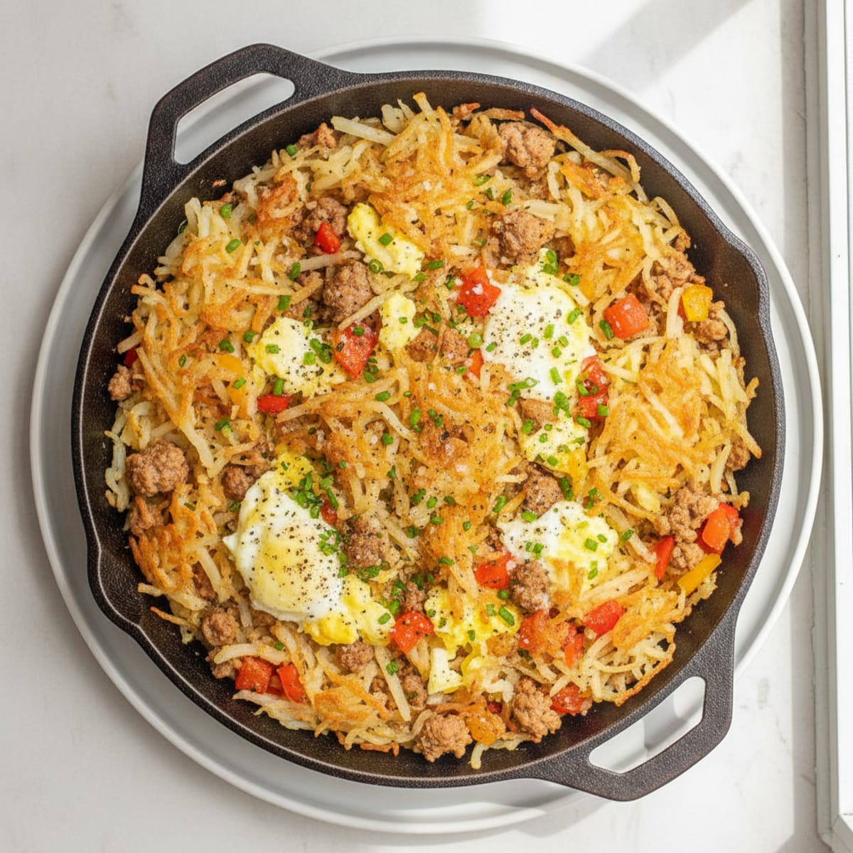 Loaded Hash Brown Breakfast Skillet