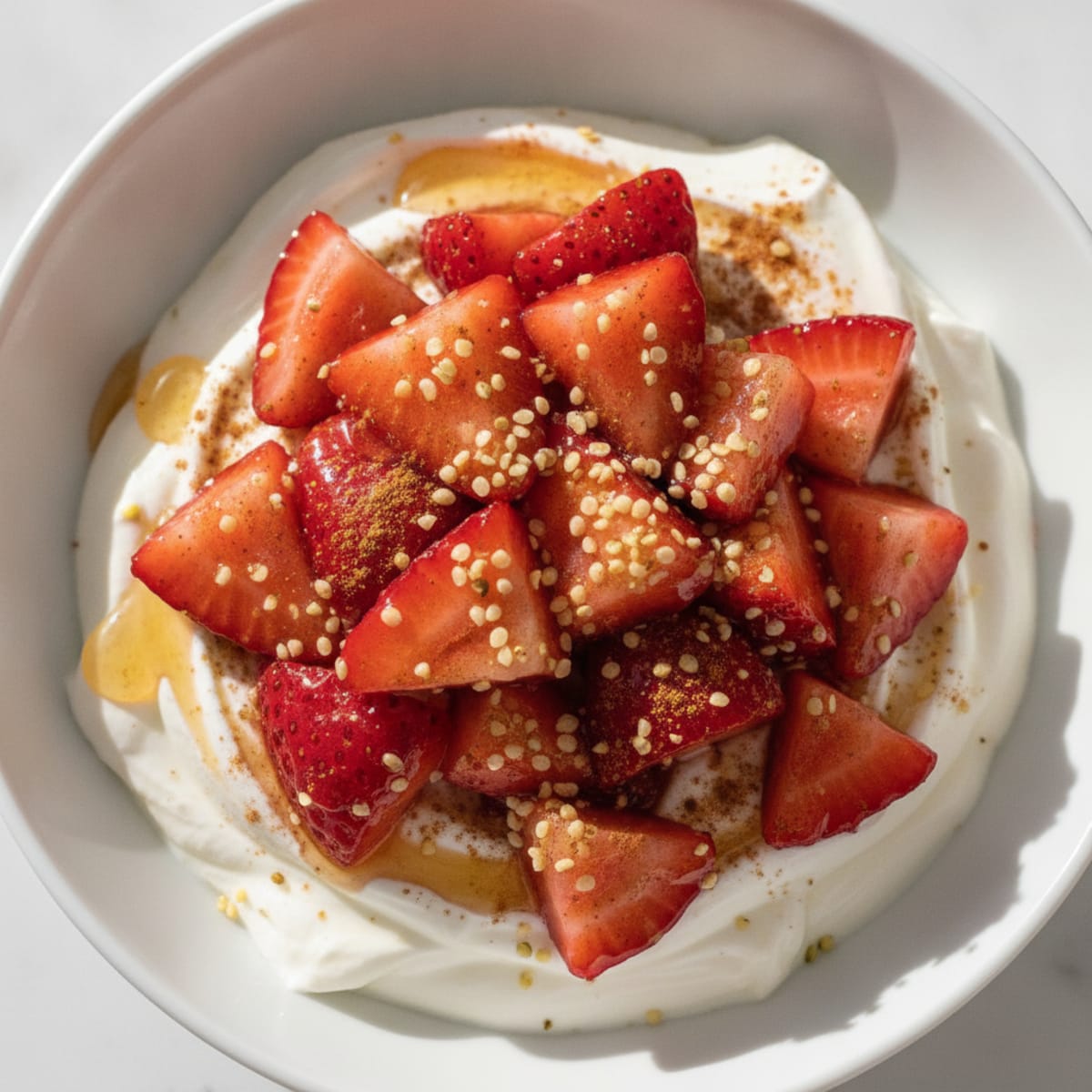 Protein-Packed Greek Yogurt with Honey-Macerated Strawberries
