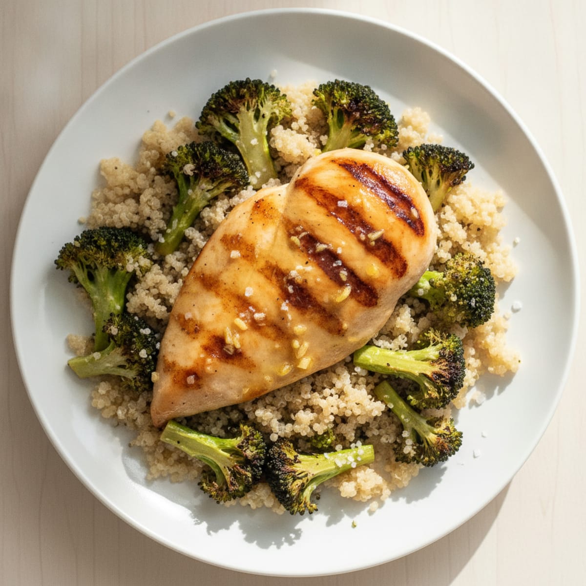 Grilled Chicken Breast with Roasted Broccoli and Quinoa