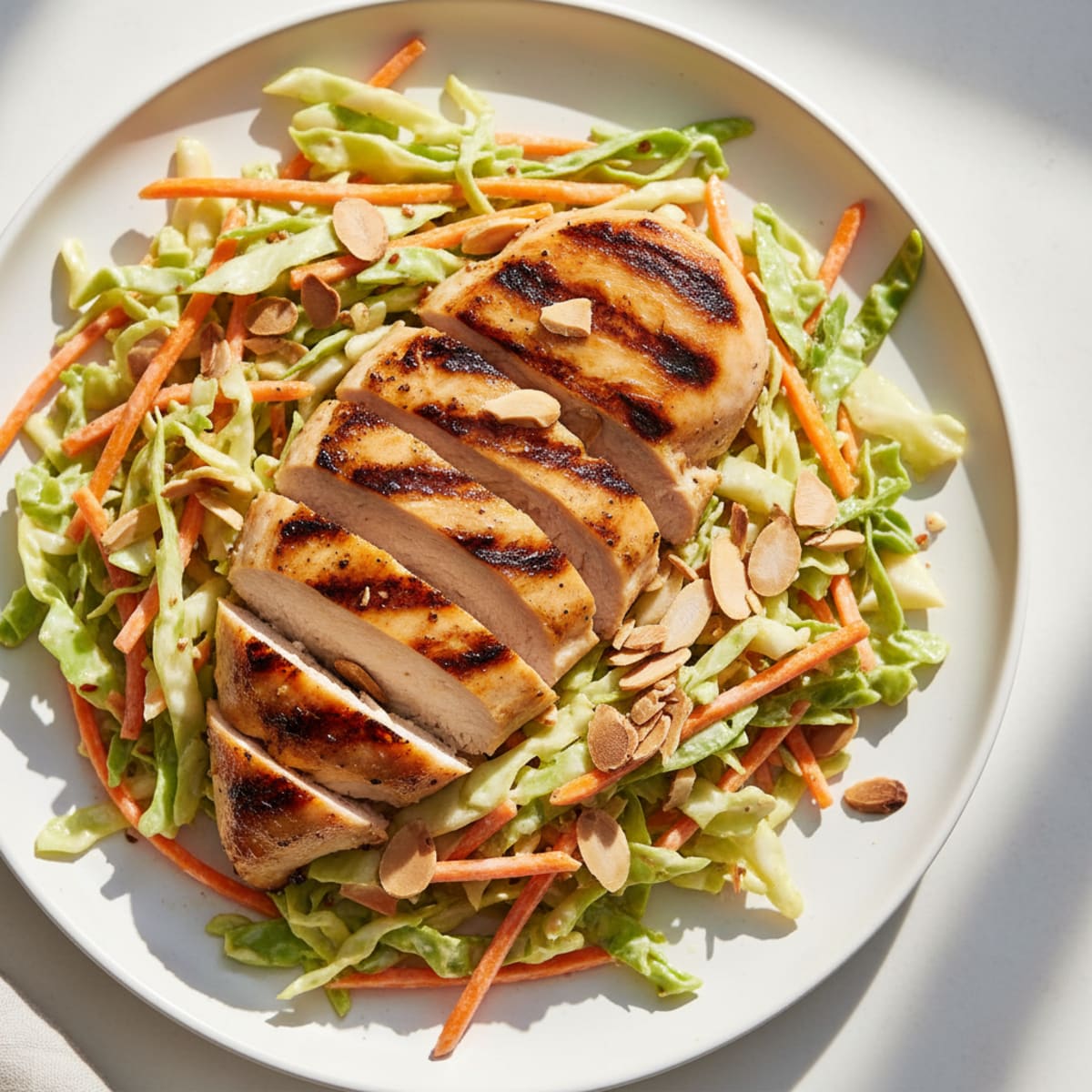 Grilled Chicken Breast with Crunchy Cabbage Slaw