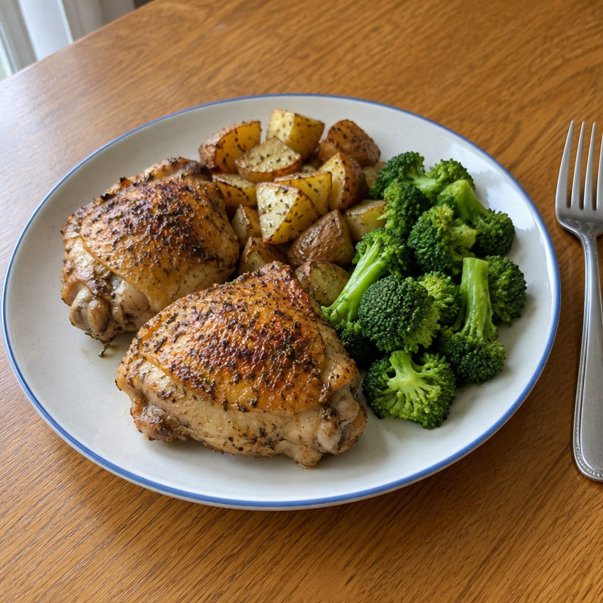 Lemon herb roasted chicken thighs